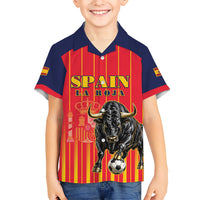Custom Spain Football 2026 Kid Hawaiian Shirt La Roja Brave Bull Striped Style