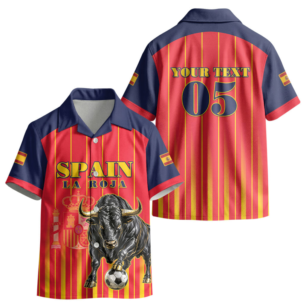 Custom Spain Football 2026 Kid Hawaiian Shirt La Roja Brave Bull Striped Style LT05