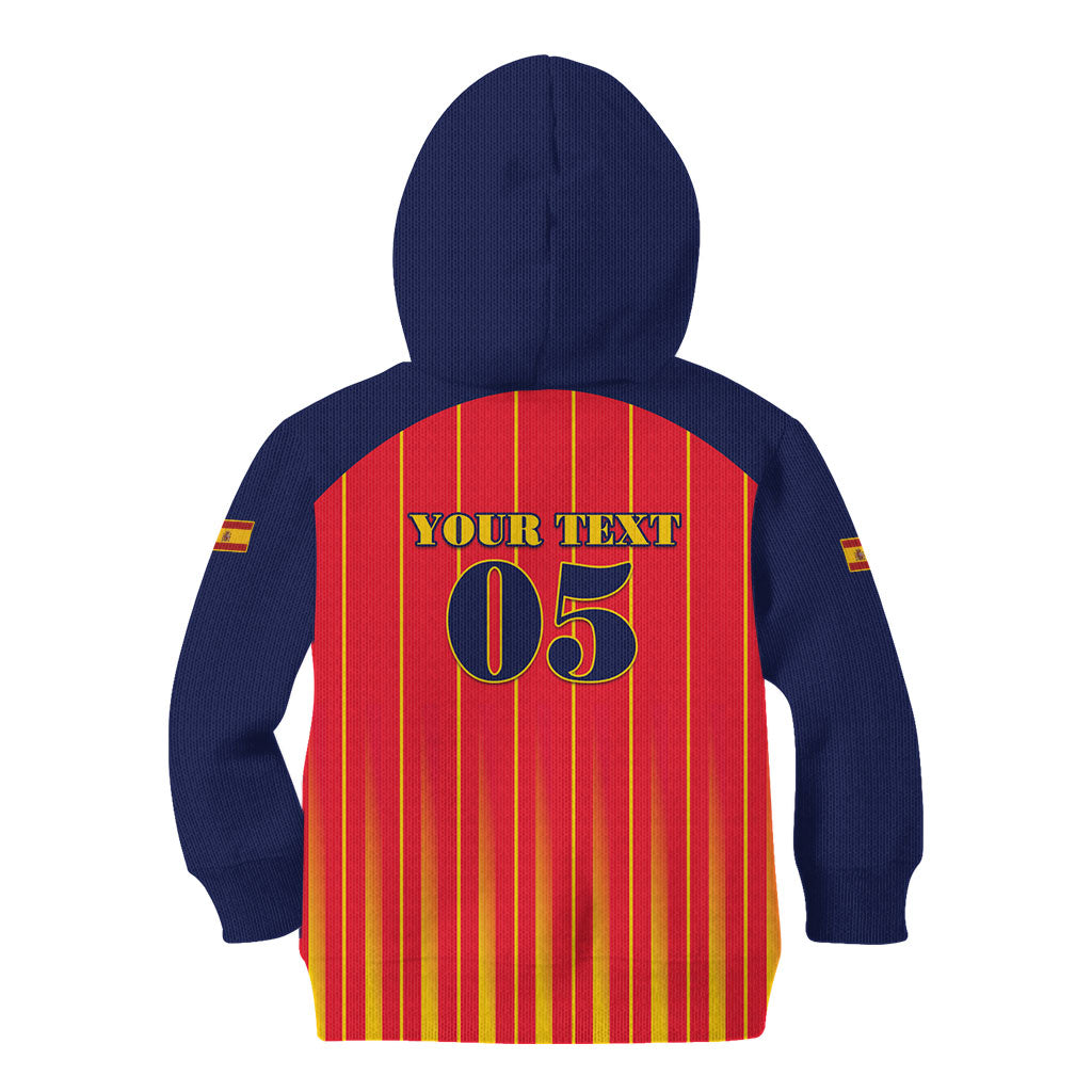 Custom Spain Football 2026 Kid Hoodie La Roja Brave Bull Striped Style