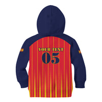 Custom Spain Football 2026 Kid Hoodie La Roja Brave Bull Striped Style