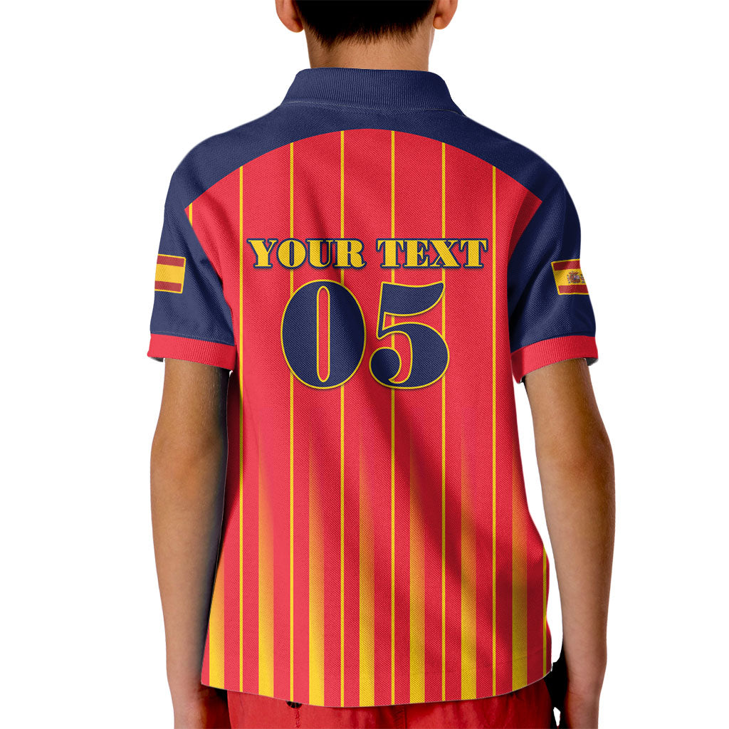 Custom Spain Football 2026 Kid Polo Shirt La Roja Brave Bull Striped Style