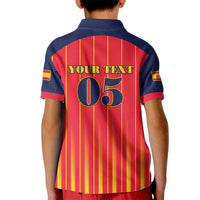 Custom Spain Football 2026 Kid Polo Shirt La Roja Brave Bull Striped Style