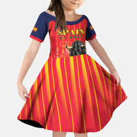Custom Spain Football 2026 Kid Short Sleeve Dress La Roja Brave Bull Striped Style