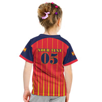 Custom Spain Football 2026 Kid T Shirt La Roja Brave Bull Striped Style