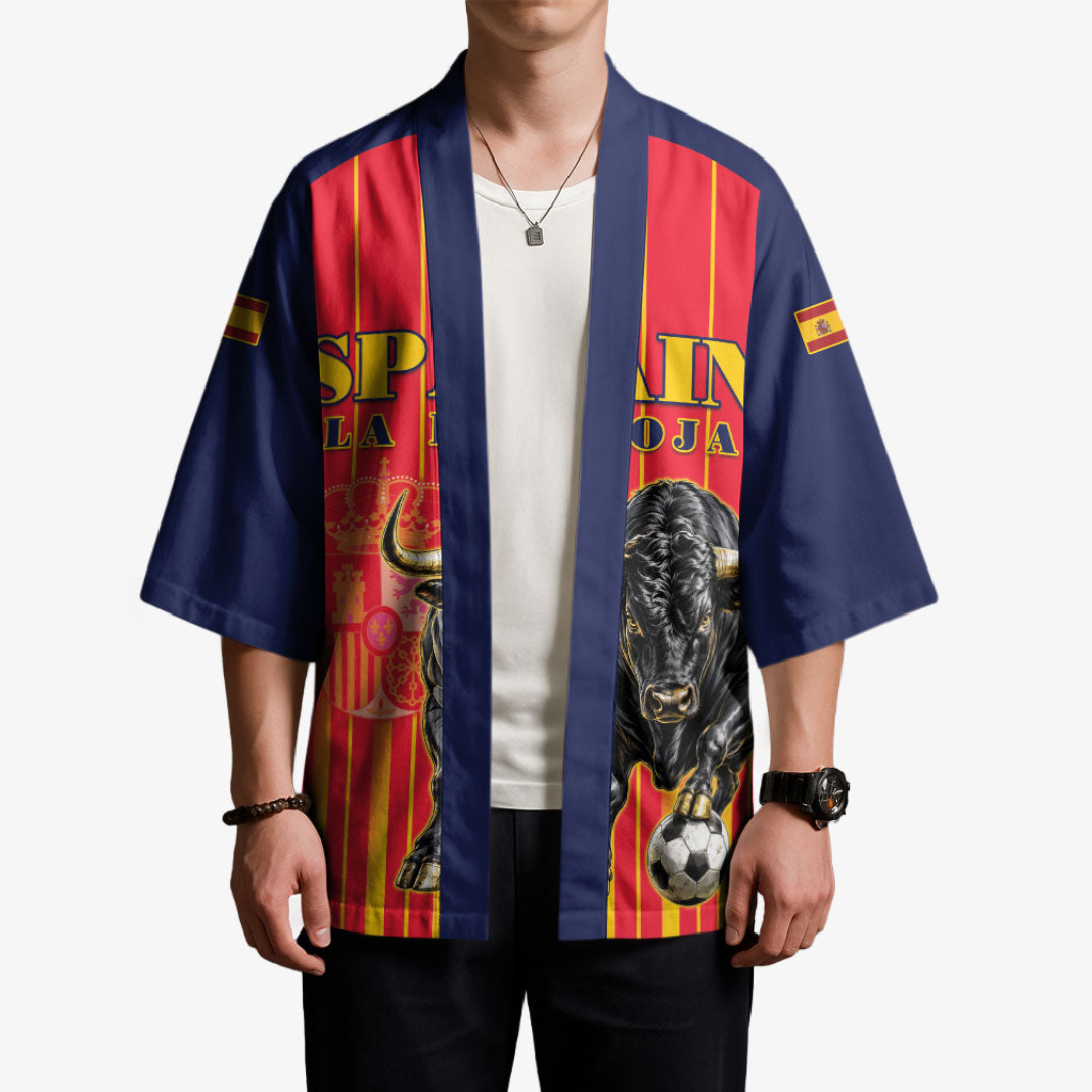 Custom Spain Football 2026 Kimono La Roja Brave Bull Striped Style
