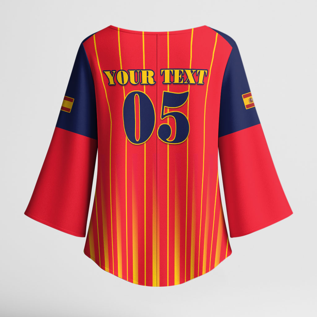 Custom Spain Football 2026 Kimono Sleeve Blouse La Roja Brave Bull Striped Style