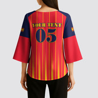 Custom Spain Football 2026 Kimono Sleeve Blouse La Roja Brave Bull Striped Style