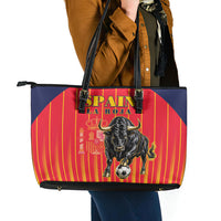 Spain Football 2026 Leather Tote Bag La Roja Brave Bull Striped Style