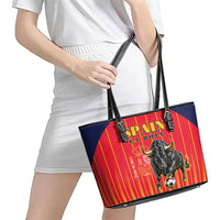 Spain Football 2026 Leather Tote Bag La Roja Brave Bull Striped Style