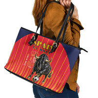 Spain Football 2026 Leather Tote Bag La Roja Brave Bull Striped Style
