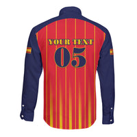 Custom Spain Football 2026 Long Sleeve Button Shirt La Roja Brave Bull Striped Style