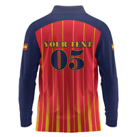 Custom Spain Football 2026 Long Sleeve Polo Shirt La Roja Brave Bull Striped Style