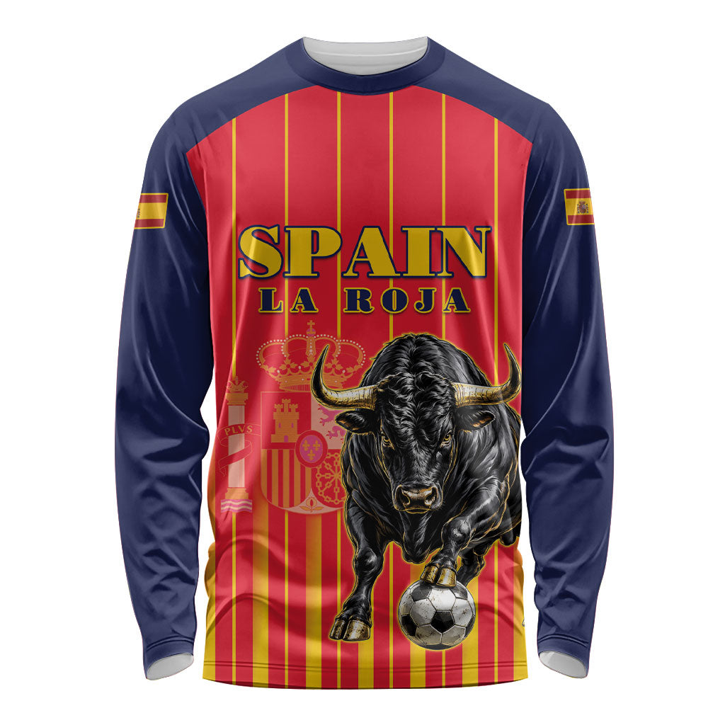 Custom Spain Football 2026 Long Sleeve Shirt La Roja Brave Bull Striped Style