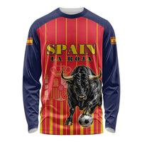 Custom Spain Football 2026 Long Sleeve Shirt La Roja Brave Bull Striped Style