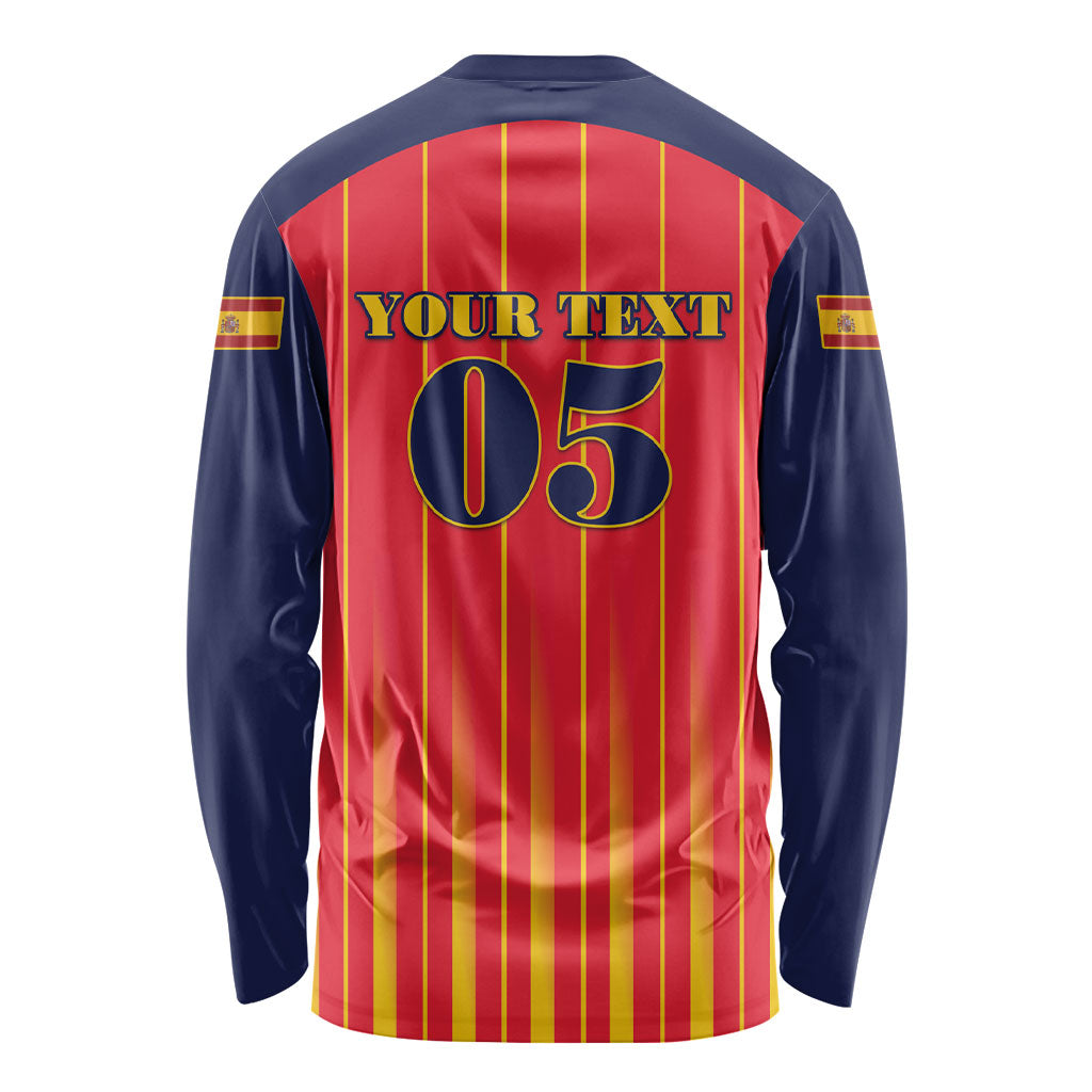 Custom Spain Football 2026 Long Sleeve Shirt La Roja Brave Bull Striped Style