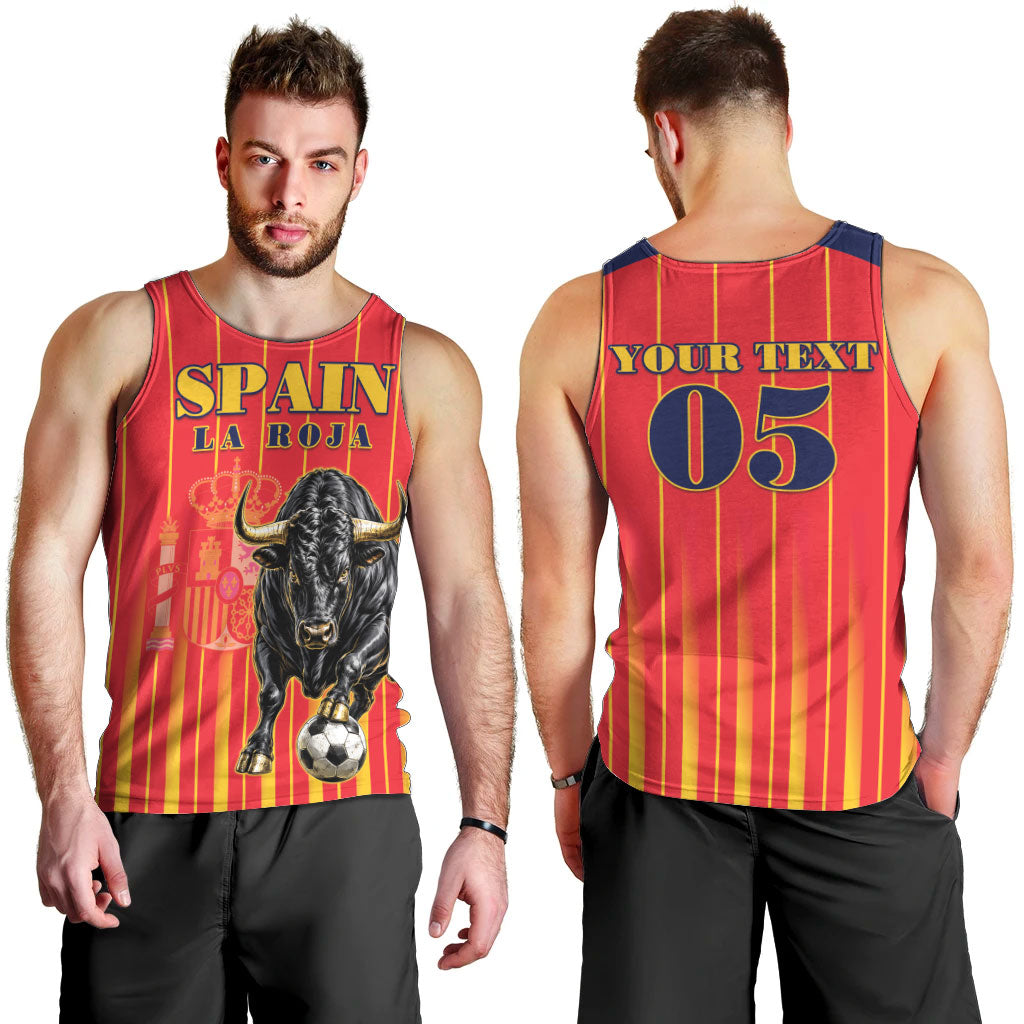 Custom Spain Football 2026 Men Tank Top La Roja Brave Bull Striped Style