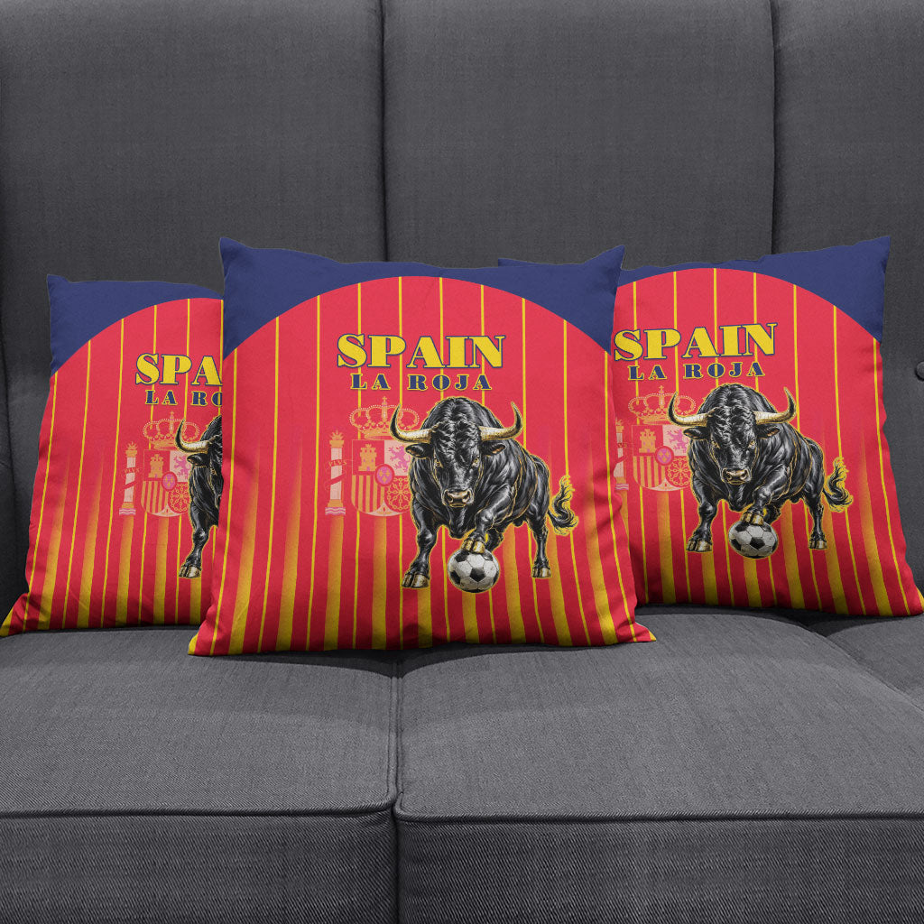 Spain Football 2026 Pillow Cover La Roja Brave Bull Striped Style