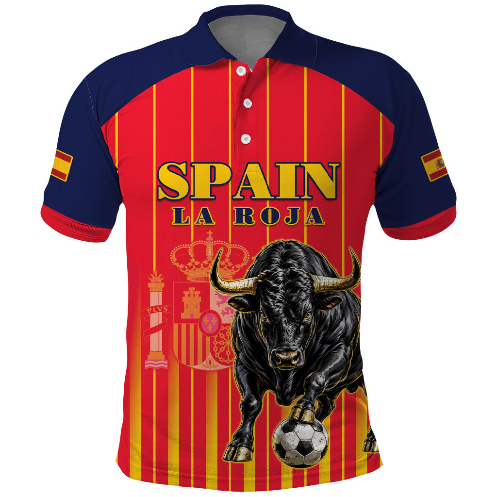 Custom Spain Football 2026 Polo Shirt La Roja Brave Bull Striped Style