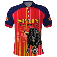 Custom Spain Football 2026 Polo Shirt La Roja Brave Bull Striped Style