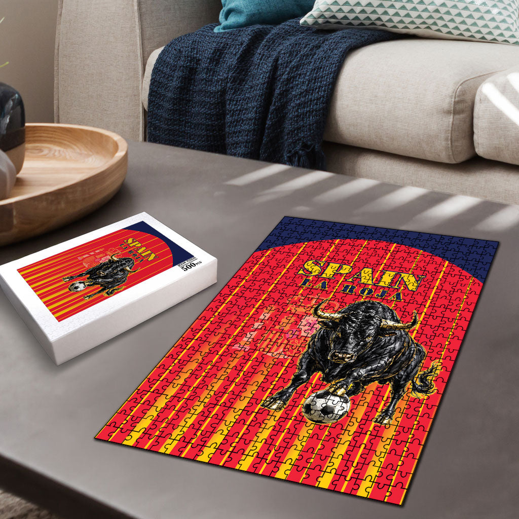 Spain Football 2026 Puzzle La Roja Brave Bull Striped Style