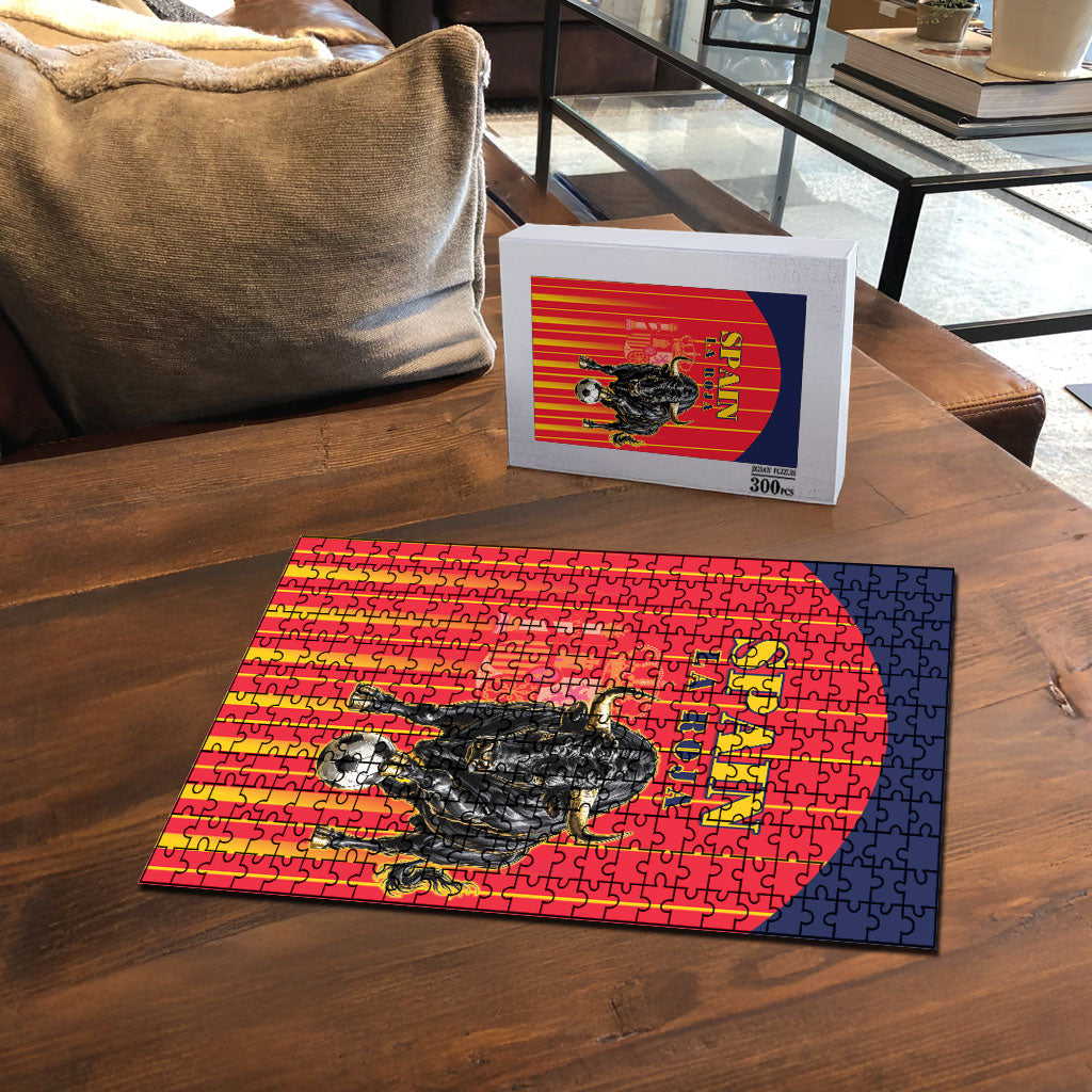 Spain Football 2026 Puzzle La Roja Brave Bull Striped Style