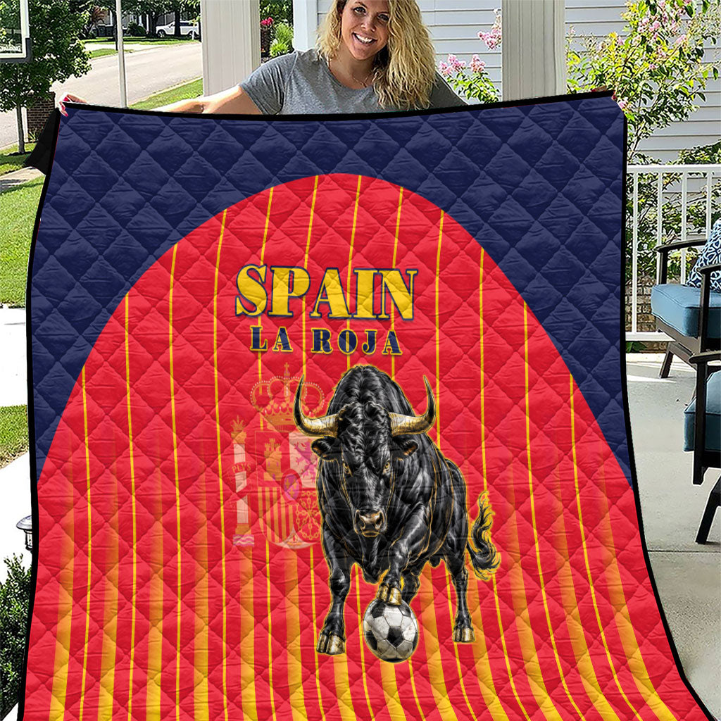 Spain Football 2026 Quilt La Roja Brave Bull Striped Style