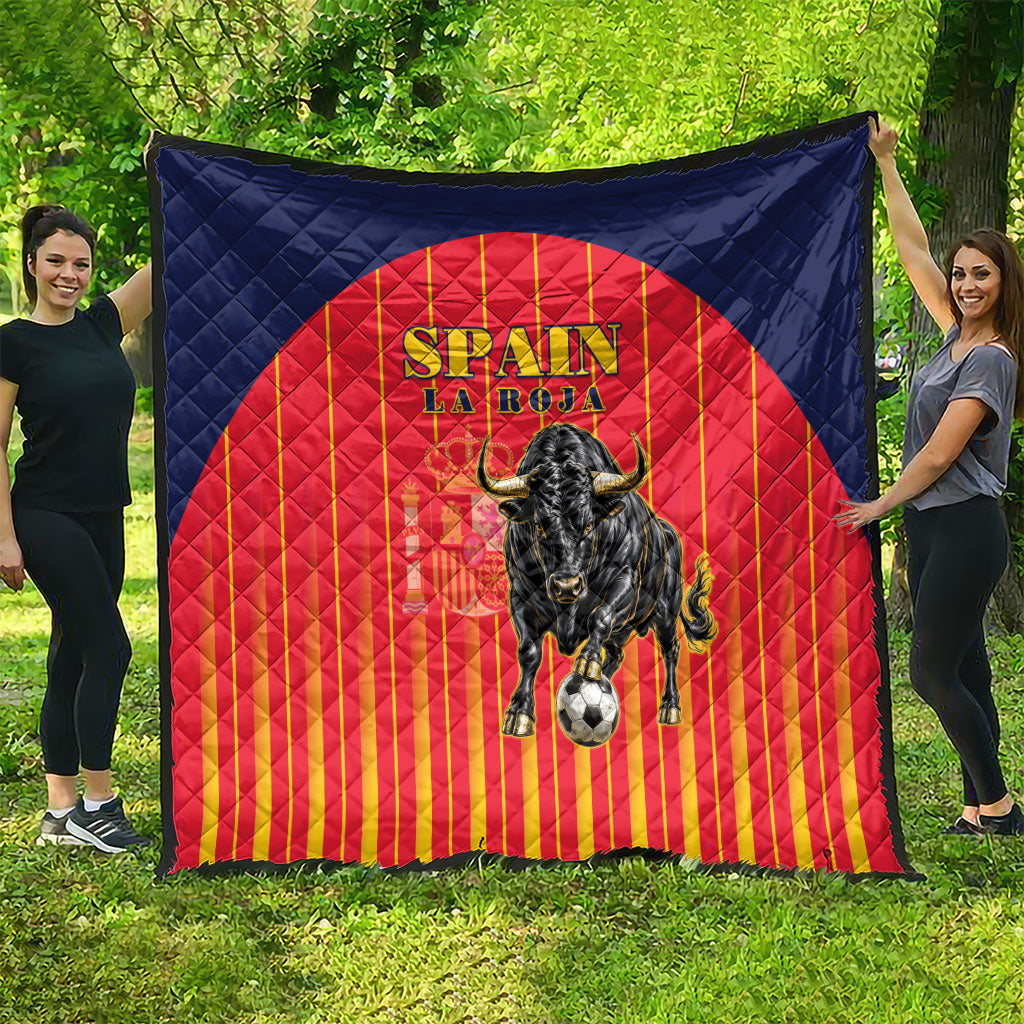 Spain Football 2026 Quilt La Roja Brave Bull Striped Style
