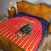 Spain Football 2026 Quilt La Roja Brave Bull Striped Style