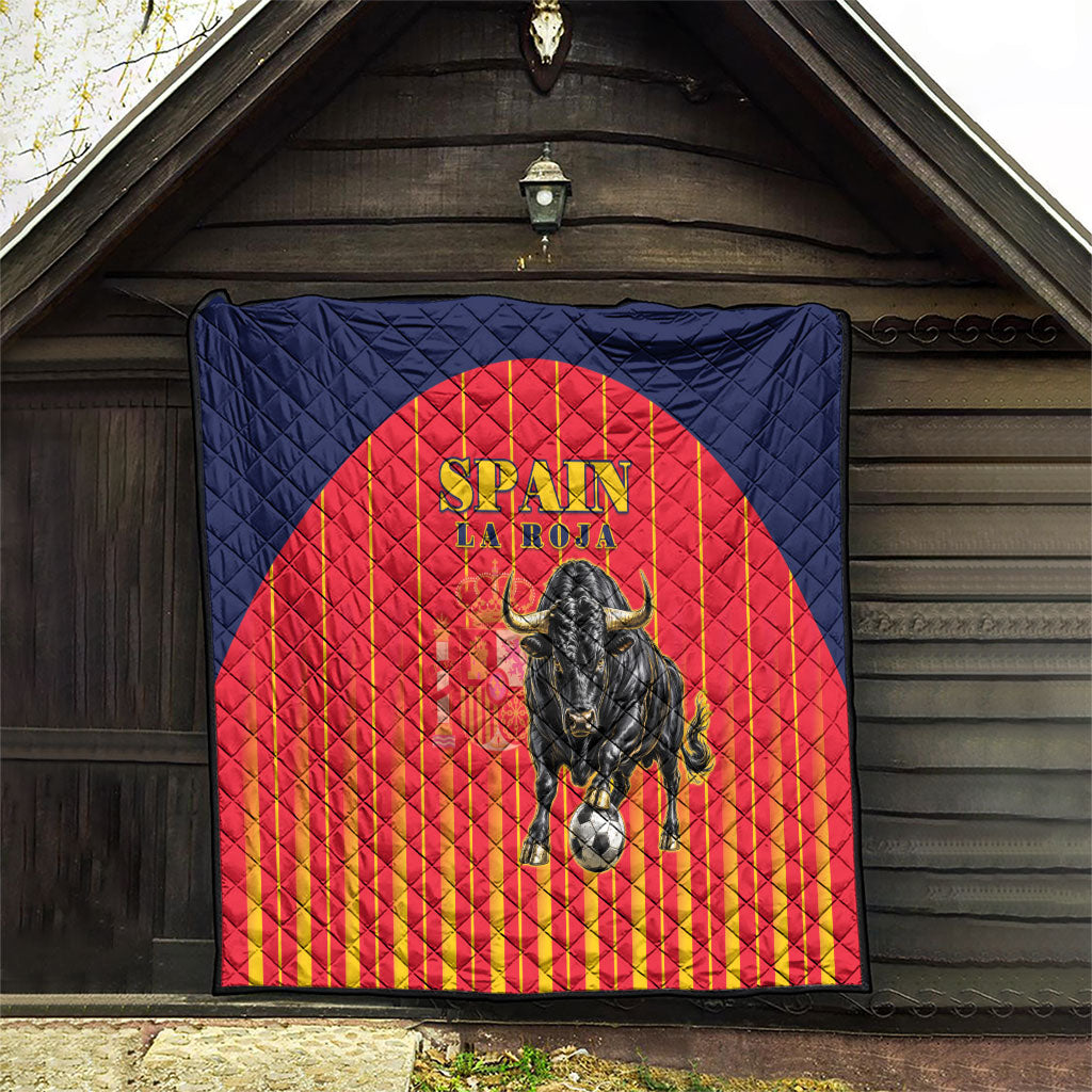 Spain Football 2026 Quilt La Roja Brave Bull Striped Style