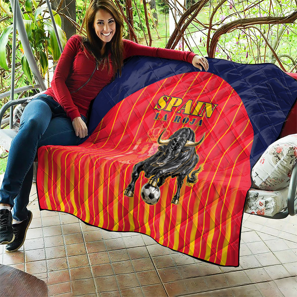Spain Football 2026 Quilt La Roja Brave Bull Striped Style