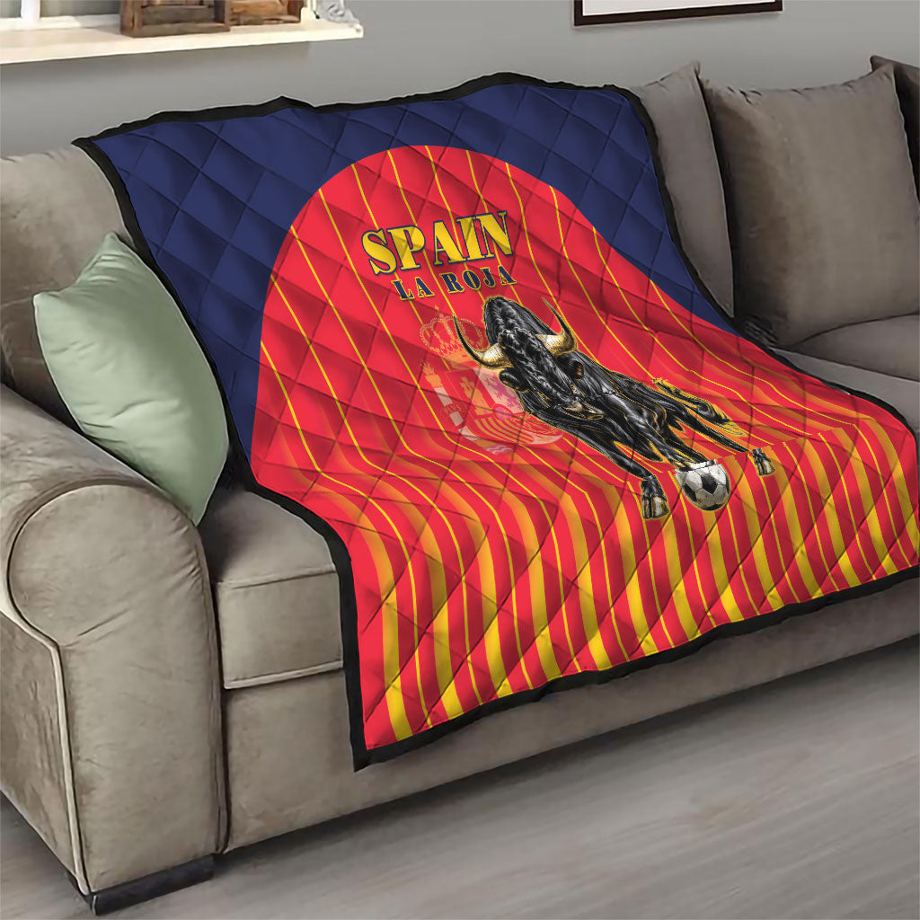 Spain Football 2026 Quilt La Roja Brave Bull Striped Style
