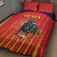 Spain Football 2026 Quilt Bed Set La Roja Brave Bull Striped Style