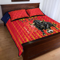 Spain Football 2026 Quilt Bed Set La Roja Brave Bull Striped Style