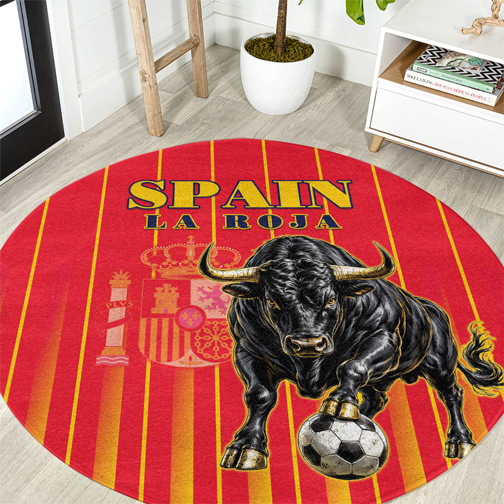 Spain Football 2026 Round Carpet La Roja Brave Bull Striped Style