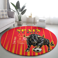 Spain Football 2026 Round Carpet La Roja Brave Bull Striped Style
