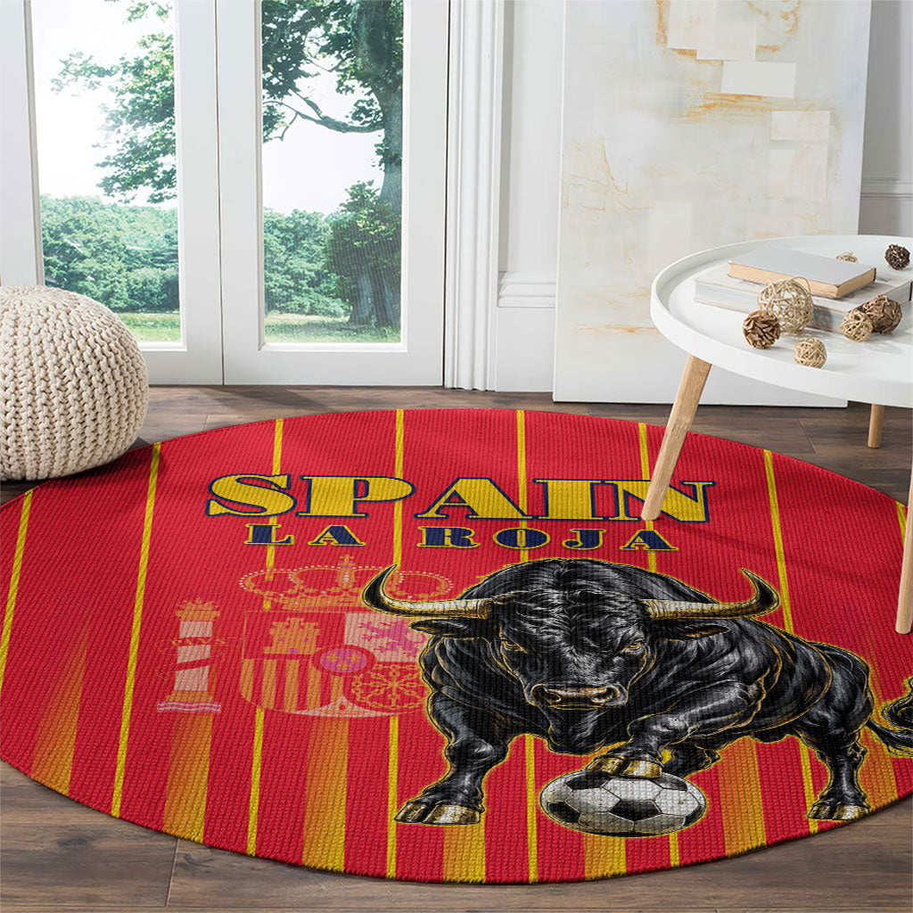 Spain Football 2026 Round Carpet La Roja Brave Bull Striped Style