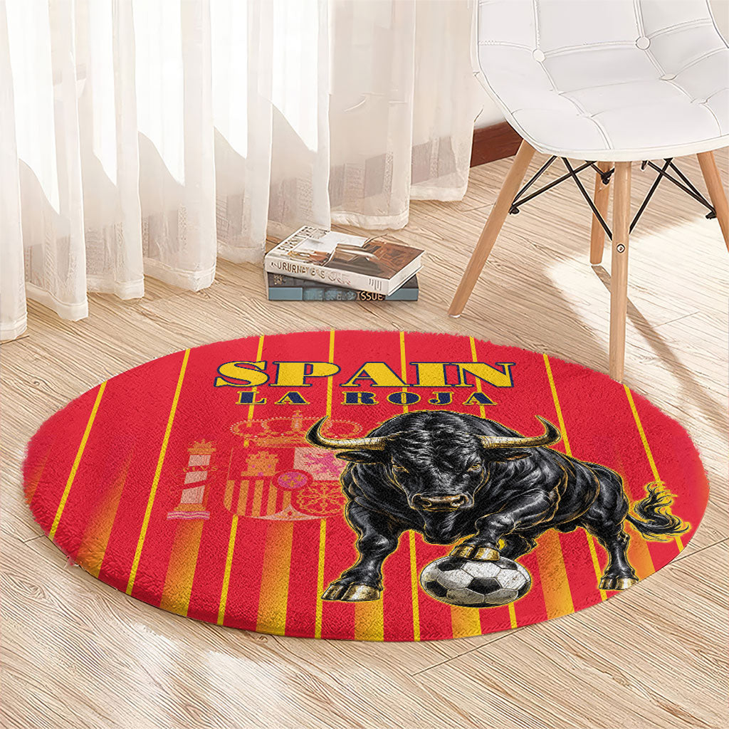 Spain Football 2026 Round Carpet La Roja Brave Bull Striped Style