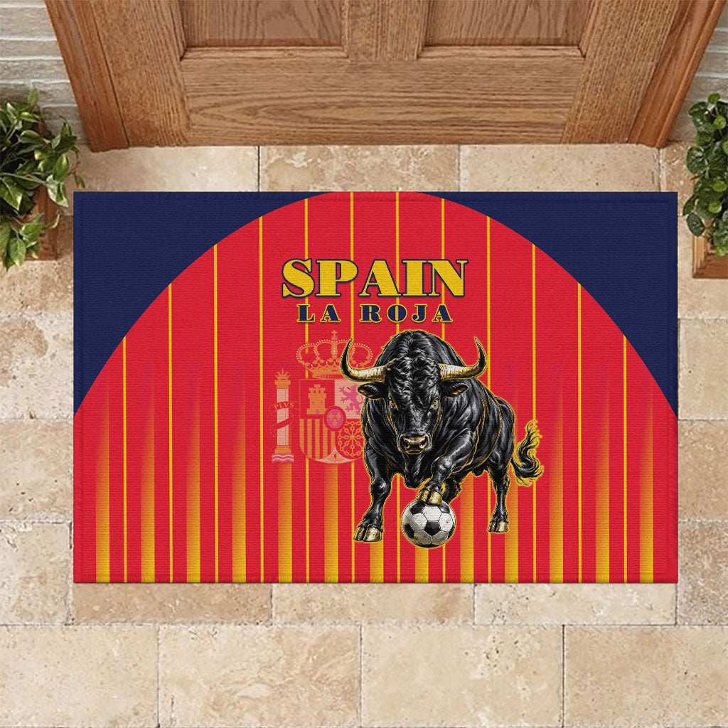 Spain Football 2026 Rubber Doormat La Roja Brave Bull Striped Style
