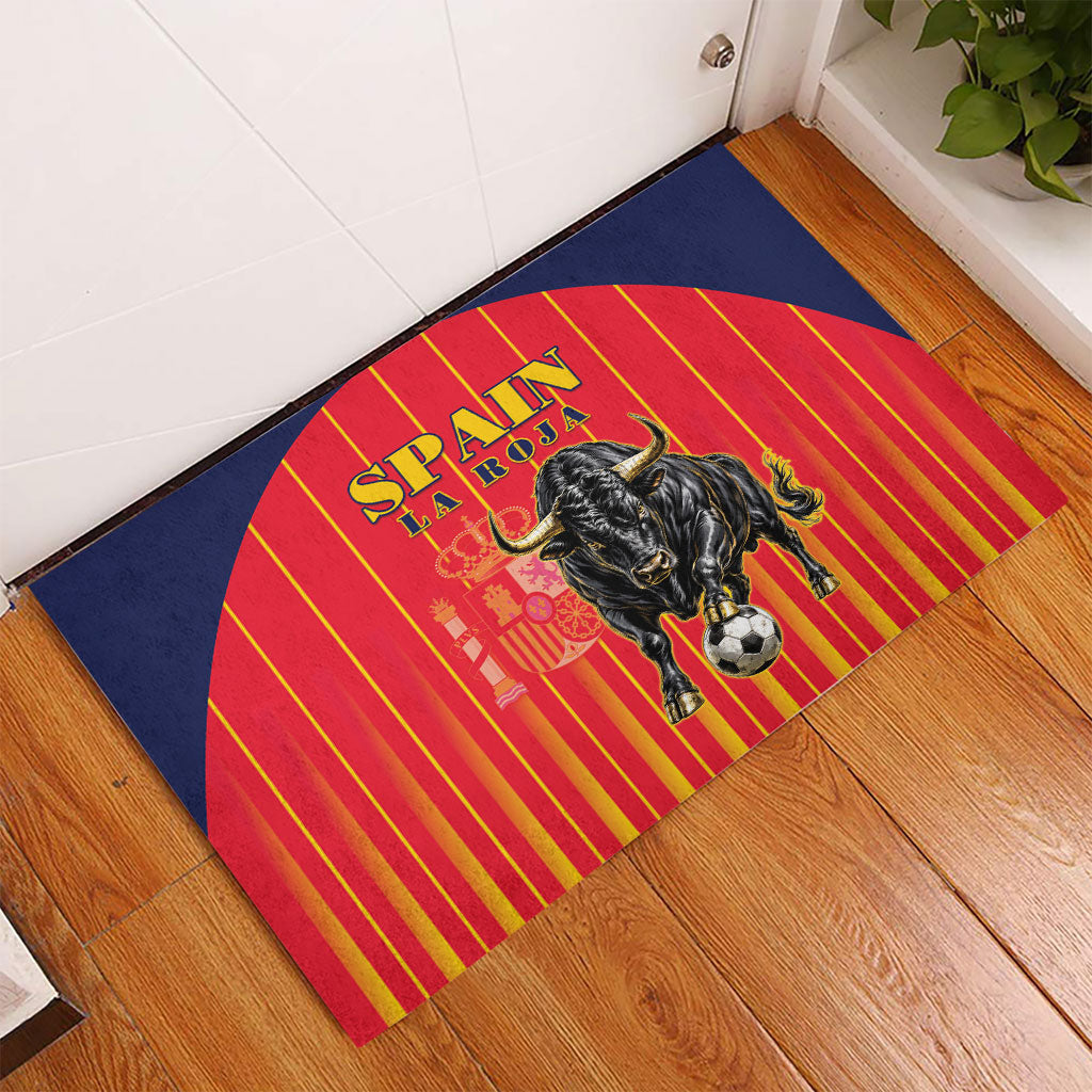 Spain Football 2026 Rubber Doormat La Roja Brave Bull Striped Style