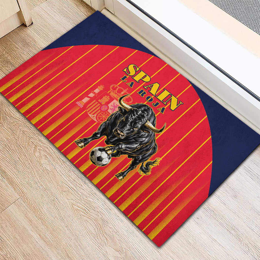 Spain Football 2026 Rubber Doormat La Roja Brave Bull Striped Style