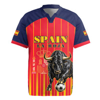 Custom Spain Football 2026 Rugby Jersey La Roja Brave Bull Striped Style