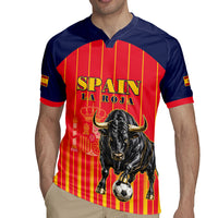 Custom Spain Football 2026 Rugby Jersey La Roja Brave Bull Striped Style
