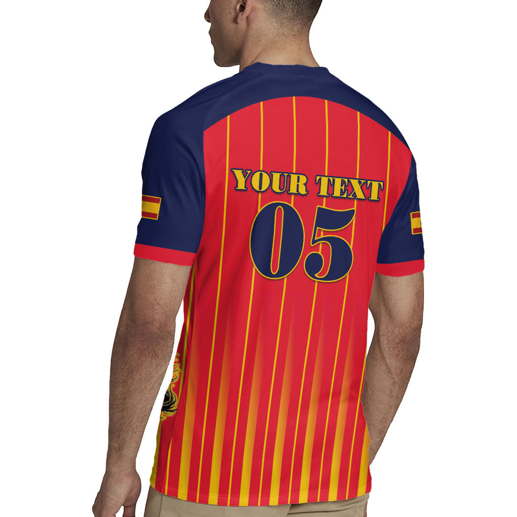 Custom Spain Football 2026 Rugby Jersey La Roja Brave Bull Striped Style