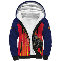 Custom Spain Football 2026 Sherpa Hoodie La Roja Brave Bull Striped Style