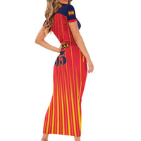 Custom Spain Football 2026 Short Sleeve Bodycon Dress La Roja Brave Bull Striped Style