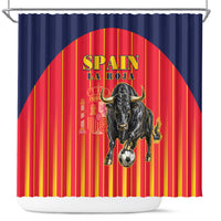 Spain Football 2026 Shower Curtain La Roja Brave Bull Striped Style