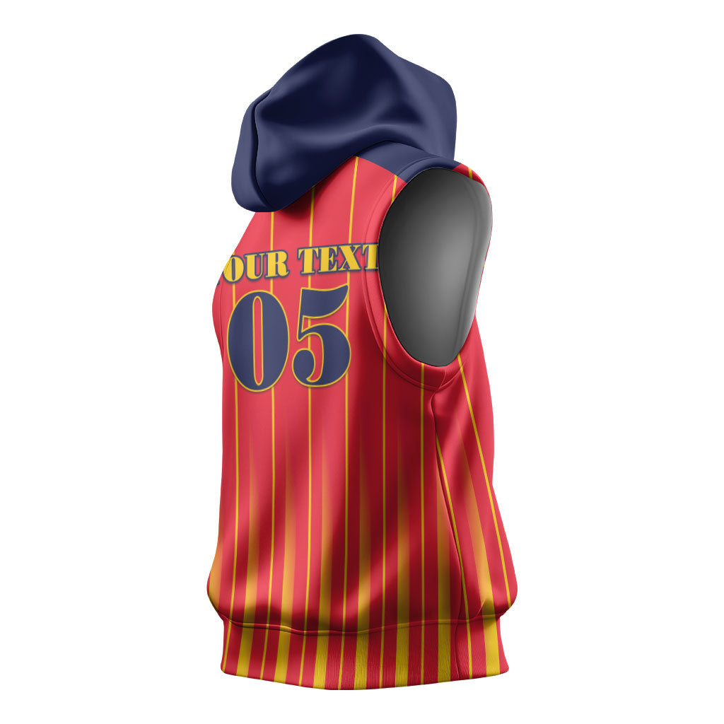 Custom Spain Football 2026 Sleeveless Hoodie La Roja Brave Bull Striped Style