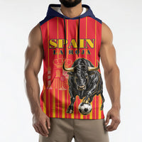 Custom Spain Football 2026 Sleeveless Hoodie La Roja Brave Bull Striped Style