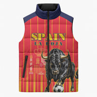 Custom Spain Football 2026 Sleeveless Puffer Jacket La Roja Brave Bull Striped Style