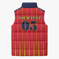 Custom Spain Football 2026 Sleeveless Puffer Jacket La Roja Brave Bull Striped Style